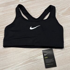 Nike dry fit Women's Black Sports Bra with White Logo sz M